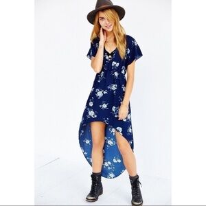 URBAN OUTFITTERS ECOTE Blue Floral High Low Dress